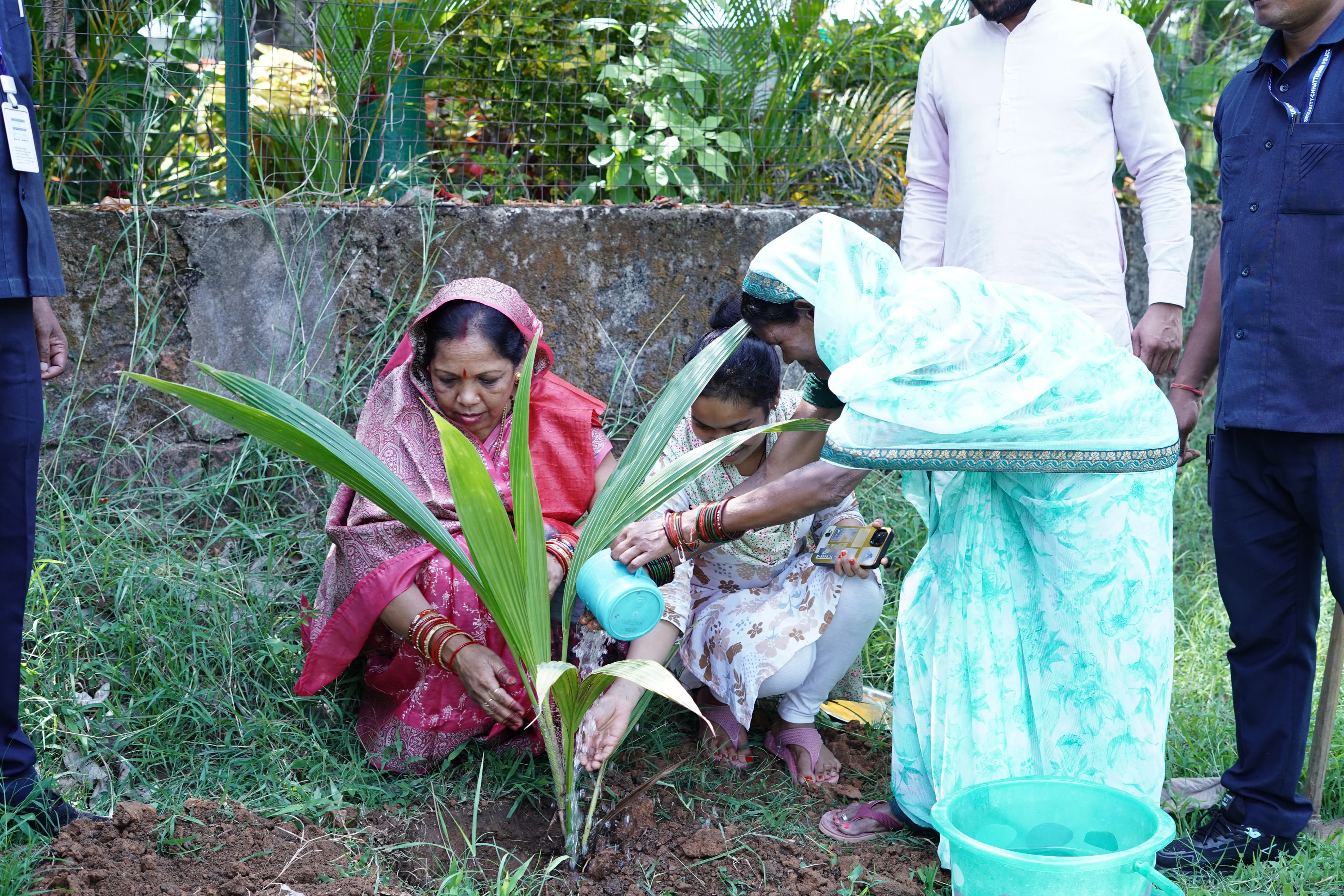 विश्व पर्यावरण दिवस पर मुख्यमंत्री श्री विष्णुदेव साय की धर्मपत्नी श्रीमती कौशल्या साय ने किया फलदार पौधों का रोपण,
